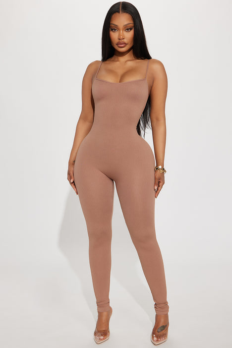 Off The Grind Seamless Jumpsuit - Tan, Fashion Nova, Jumpsuits