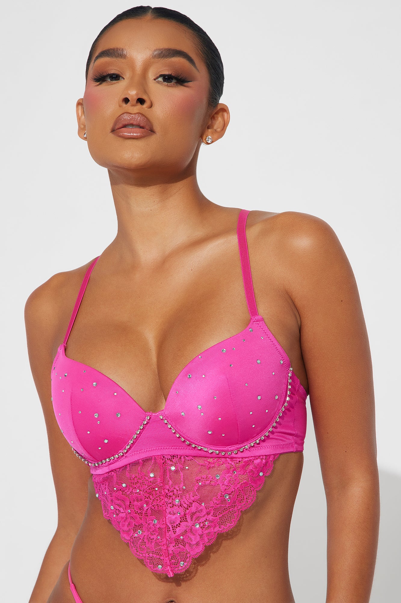 Stole The Show Embellished Bra - Hot Pink