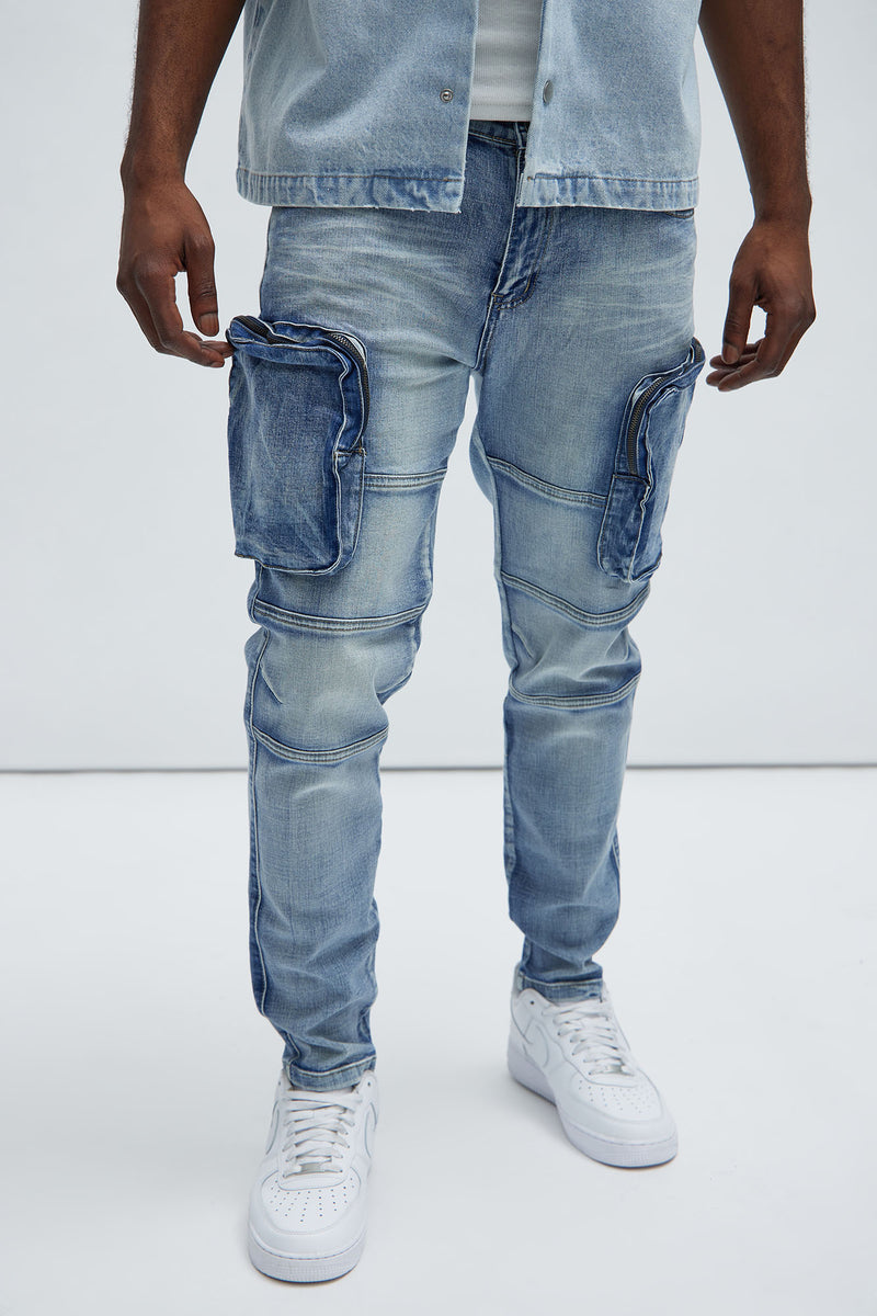 Hold On Cargo Slim Jeans - Medium Wash | Fashion Nova, Mens Jeans ...