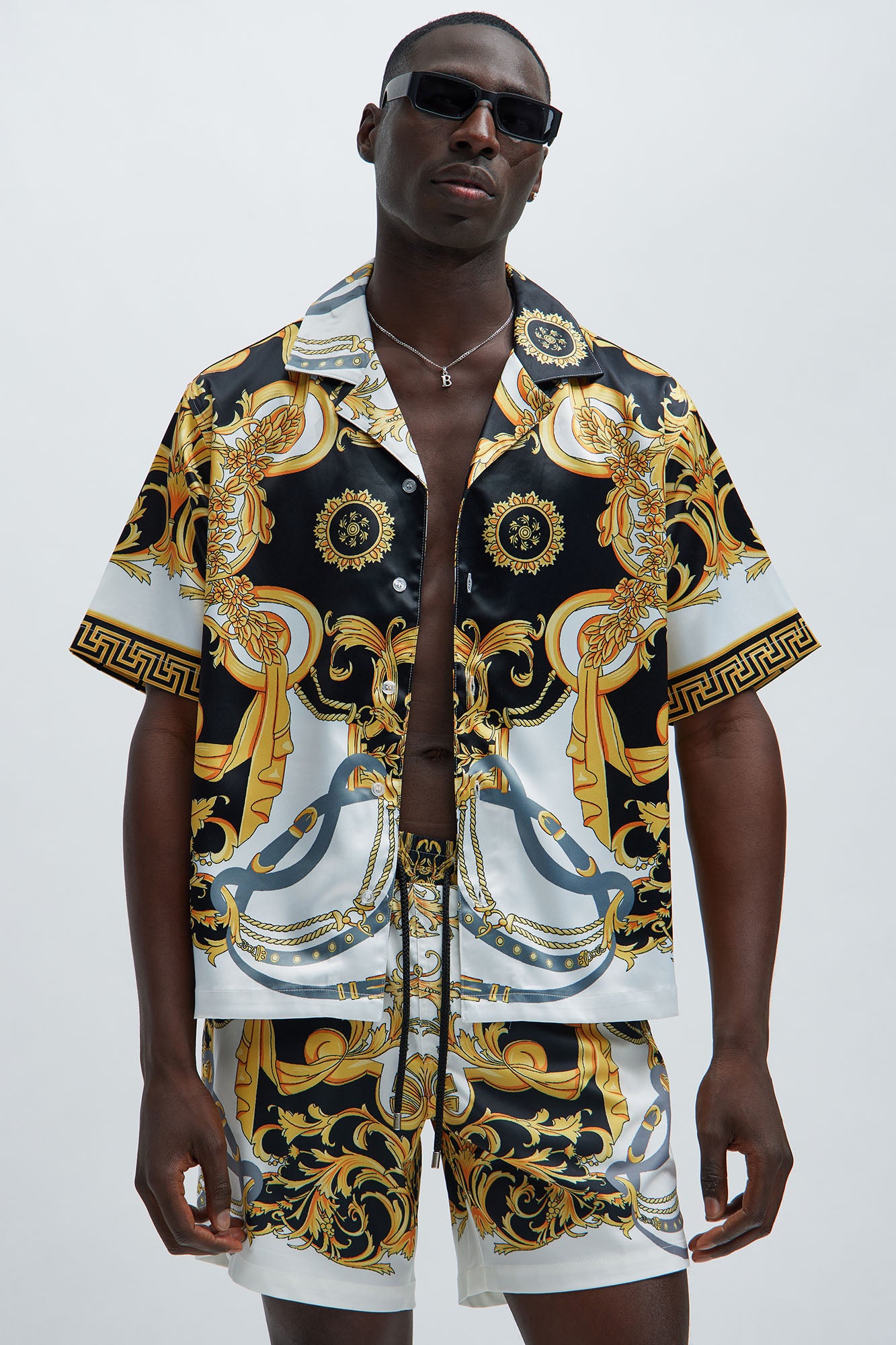 Black and top gold baroque shirt