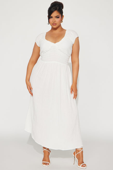 Plus size white gauze cheap dress