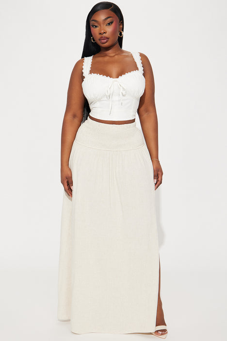 Plus size maxi linen skirt hot sale