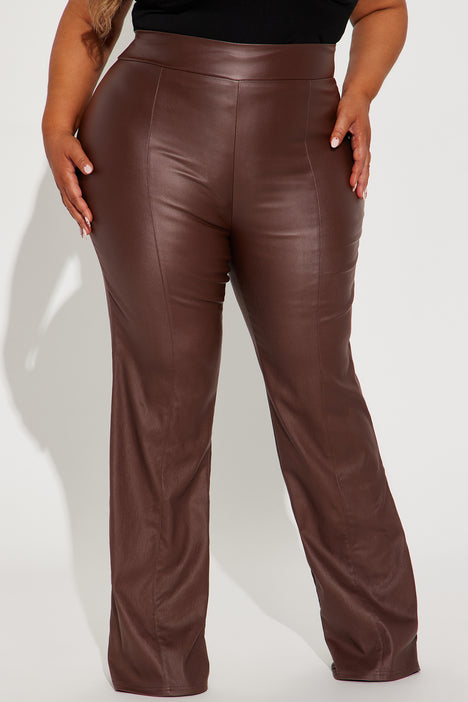 a new day, Pants & Jumpsuits, A New Day Highrise Faux Leather Dress Pants  Size Dusty Fig Tan Brown Nwt