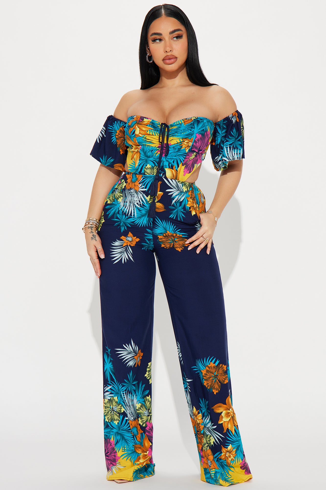 Mia tropical jumpsuit sales