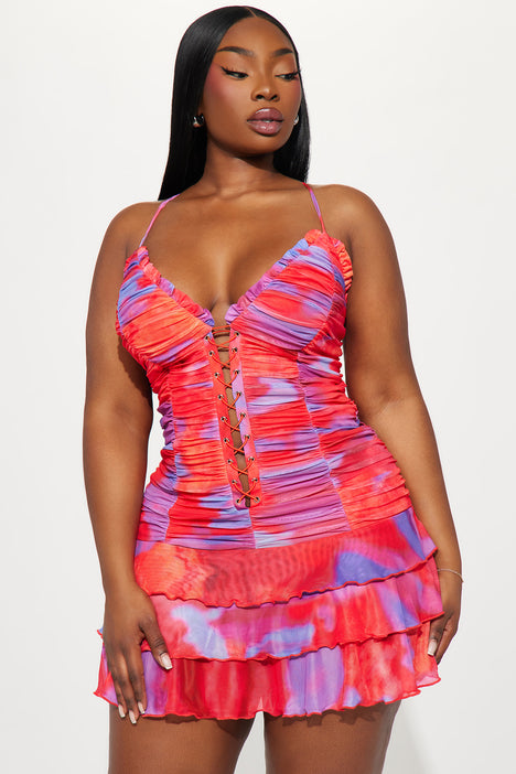 Fashion nova red ruffle dress online