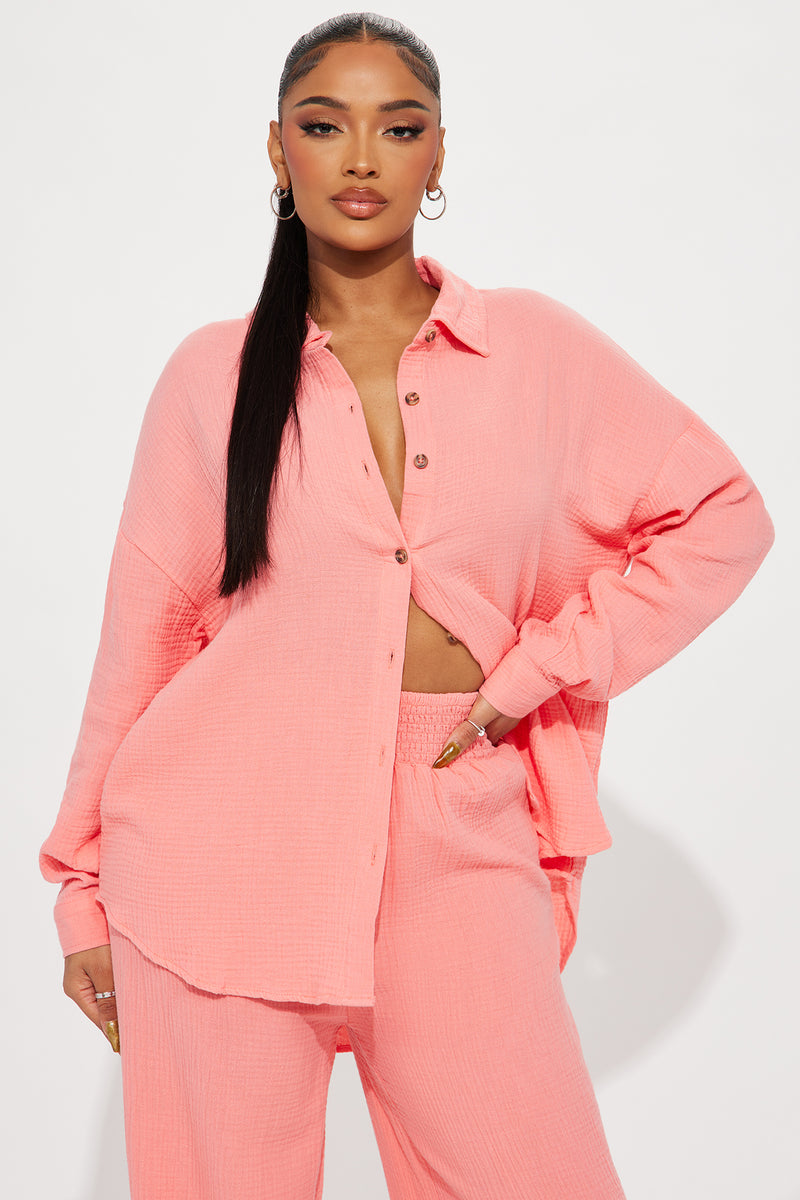 Gigi Gauze Pant Set Coral Fashion Nova, Matching Sets Fashion Nova