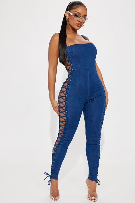 Perfect Symphony Denim Jumpsuit Dark Wash Fashion Nova