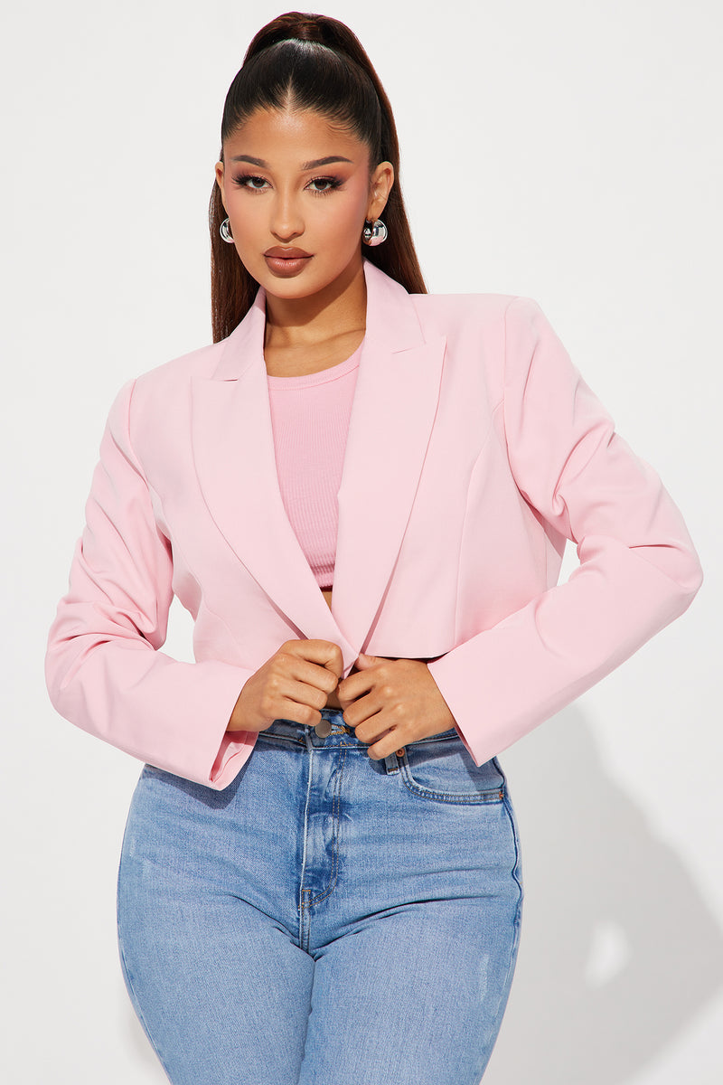 Business Plan Cropped Blazer - Pink | Fashion Nova, Jackets & Coats ...