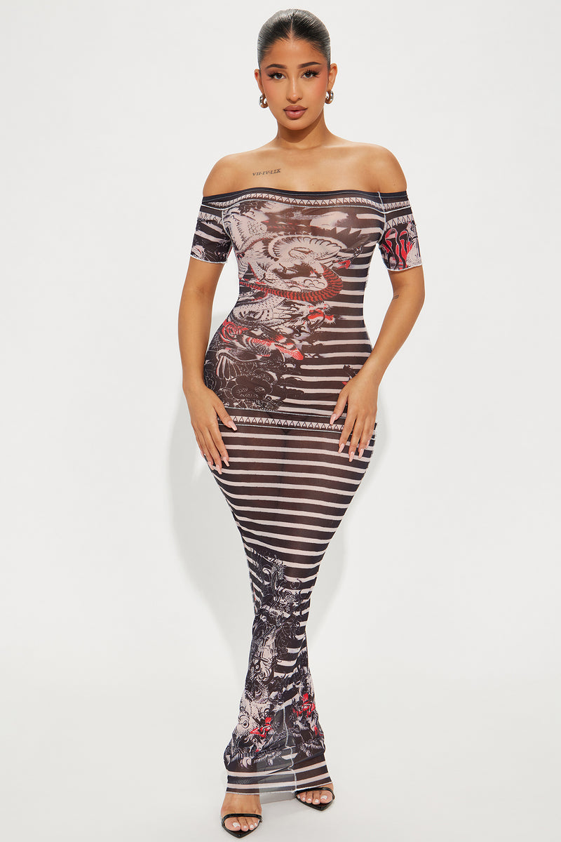 Slaying Mesh Maxi Dress - Black/White | Fashion Nova, Dresses | Fashion ...