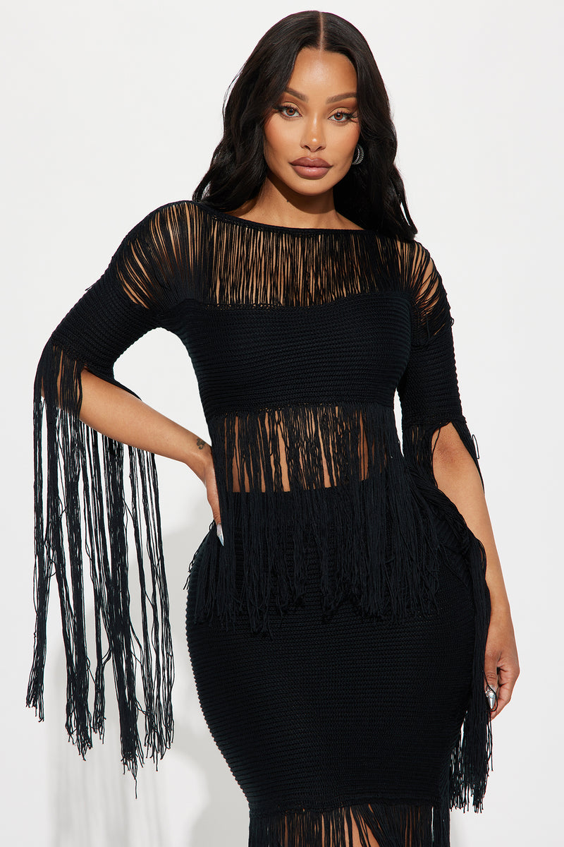 Mimosa Time Fringe Skirt Set - Black | Fashion Nova, Matching Sets ...