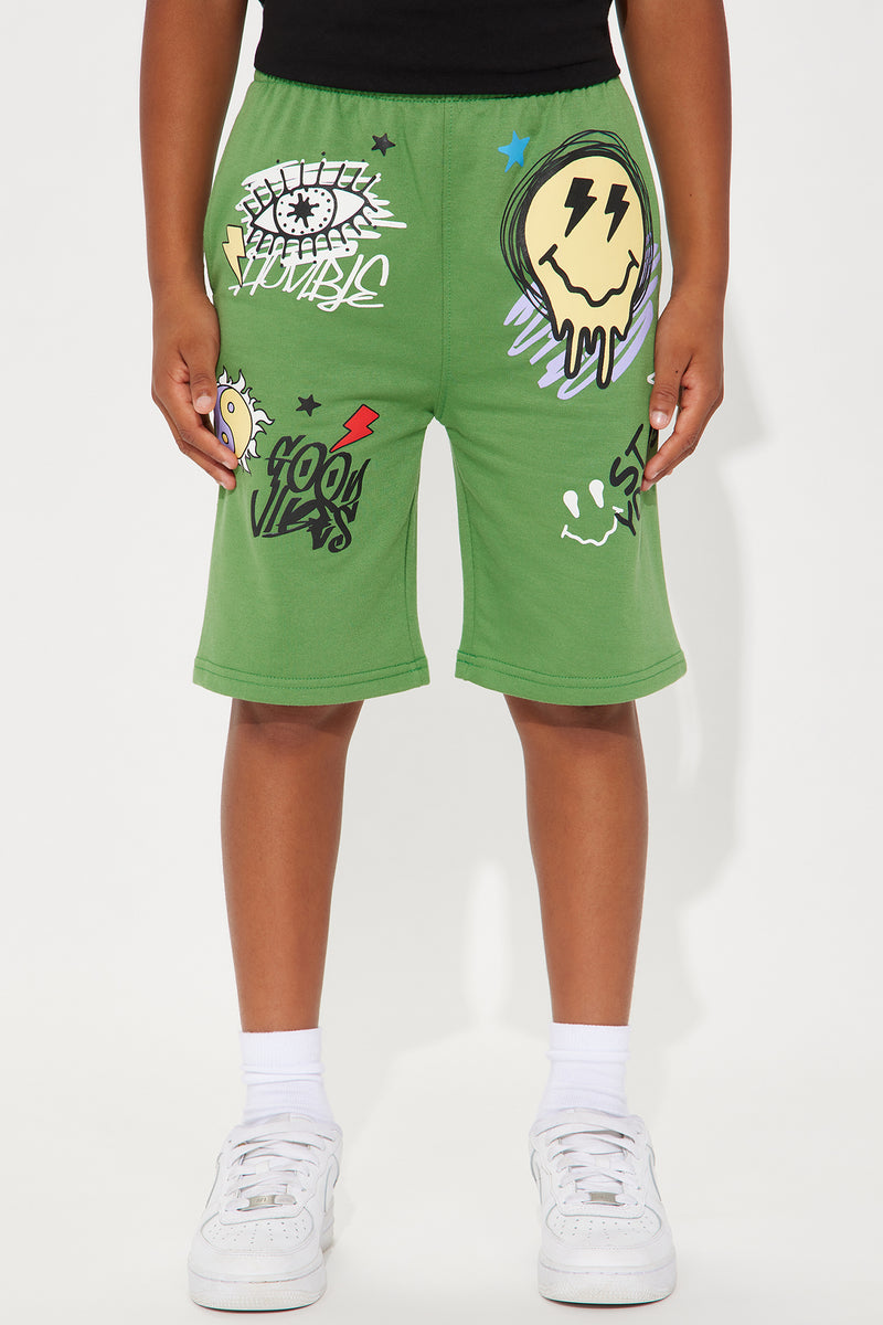 Mini Good Vibes Fleece Shorts - Olive | Fashion Nova, Kids Shorts ...