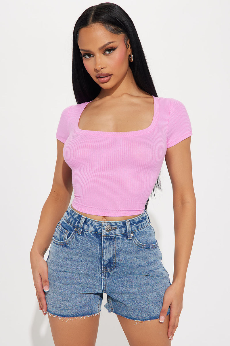 Stacy Square Neck Crop Top - Hot Pink | Fashion Nova, Basic Tops ...