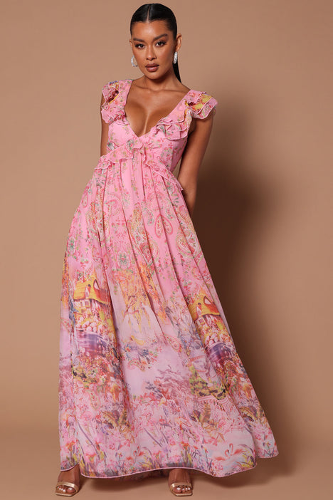 Katie Ruffle Maxi Dress Pink
