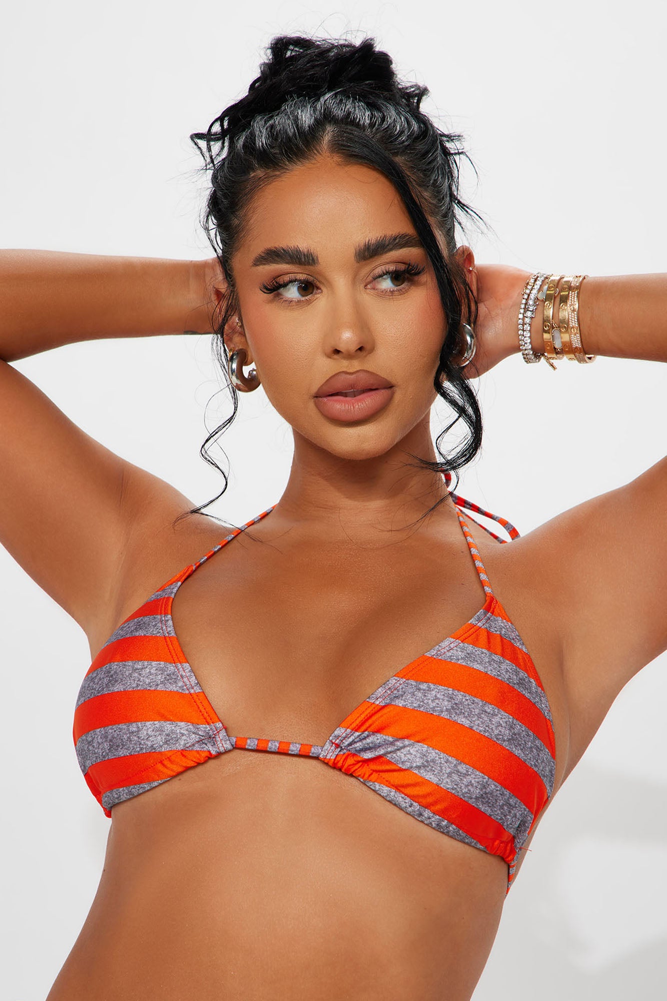 Orange striped clearance bikini