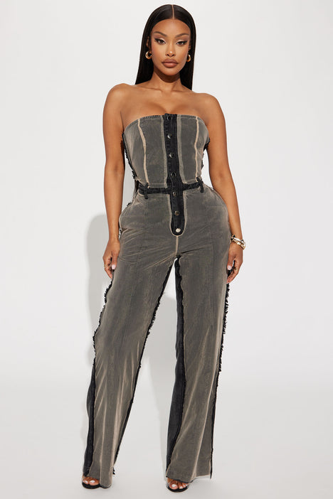 Protect Your Energy Denim Jumpsuit Black Fashion Nova