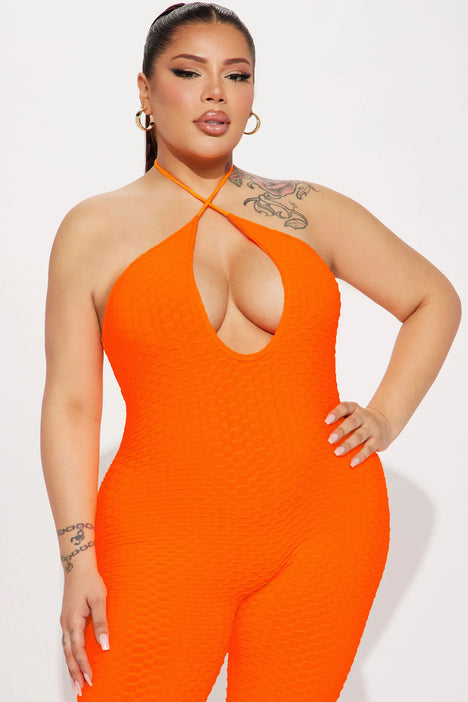 Edith Honeycomb Jumpsuit Neon Orange