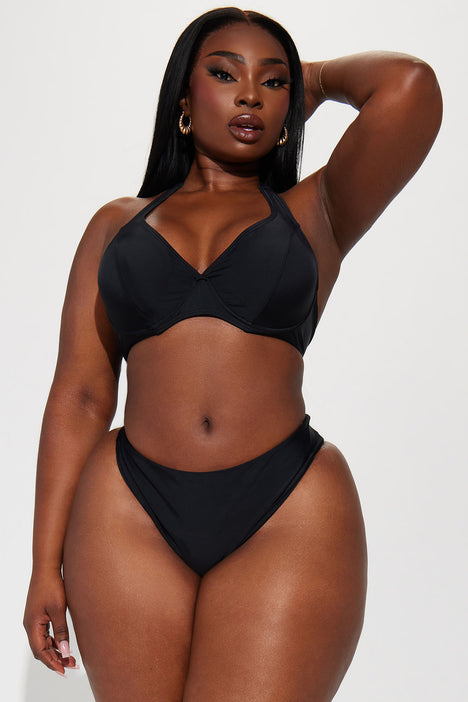Maui Mid Rise Cheeky Bikini Bottom - Black, Fashion Nova, Swimwear