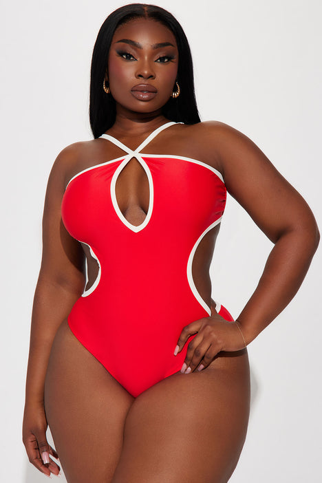 Fun In The Sun 1 Piece Cutout Swimsuit Red combo Fashion Nova