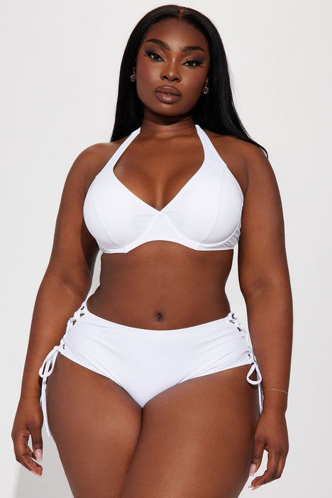 Maui Halter Support Bikini Top White Fashion Nova Swimwear