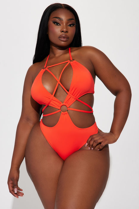Hot Girl Energy Strappy 1 Piece Swimsuit - Orange