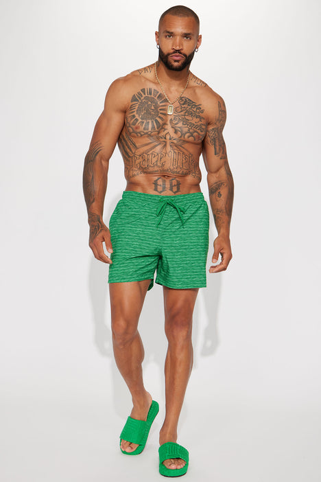 Heathered Volley Swim Trunk Green Fashion Nova Mens Swim