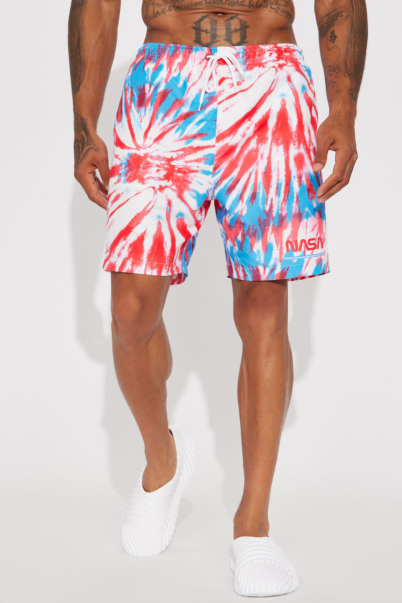 NASA Tie Dye Swim Trunks Multi Color Fashion Nova, Mens Swim