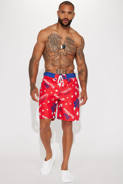 PBR Swim Trunks Red