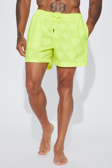 Diamond Print Change Swim Trunk Yellow Fashion Nova Mens Swim