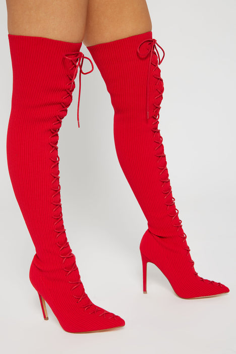 Zuri Over The Knee Boots Red Fashion Nova Shoes Fashion Nova