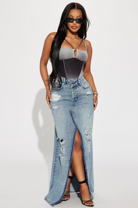 Fashion nova clearance denim skirt