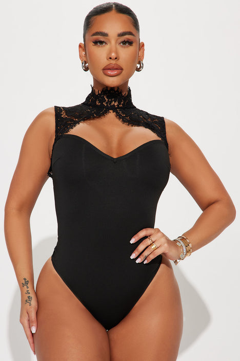 Sweetest Love Lace Bodysuit Black