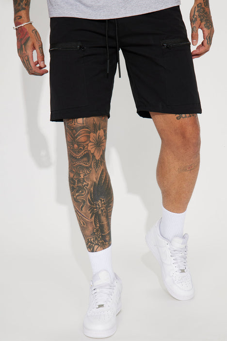 Straight Up Nylon Shorts Black Fashion Nova Mens Shorts