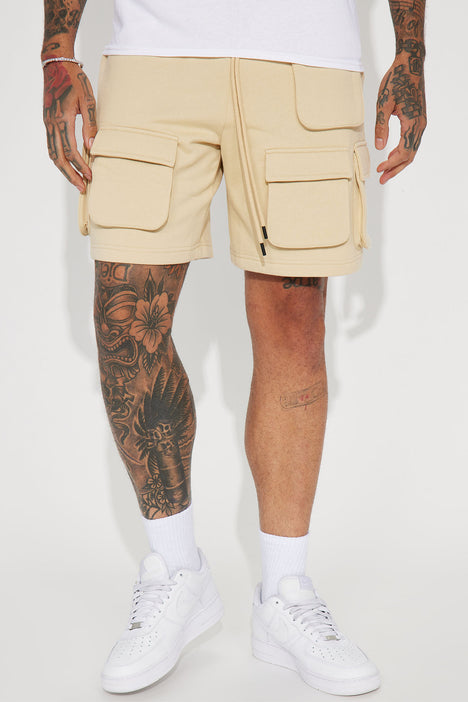 Different Levels Relaxed Cargo Shorts Tan