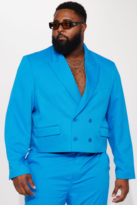 Cropped best sale blue blazer