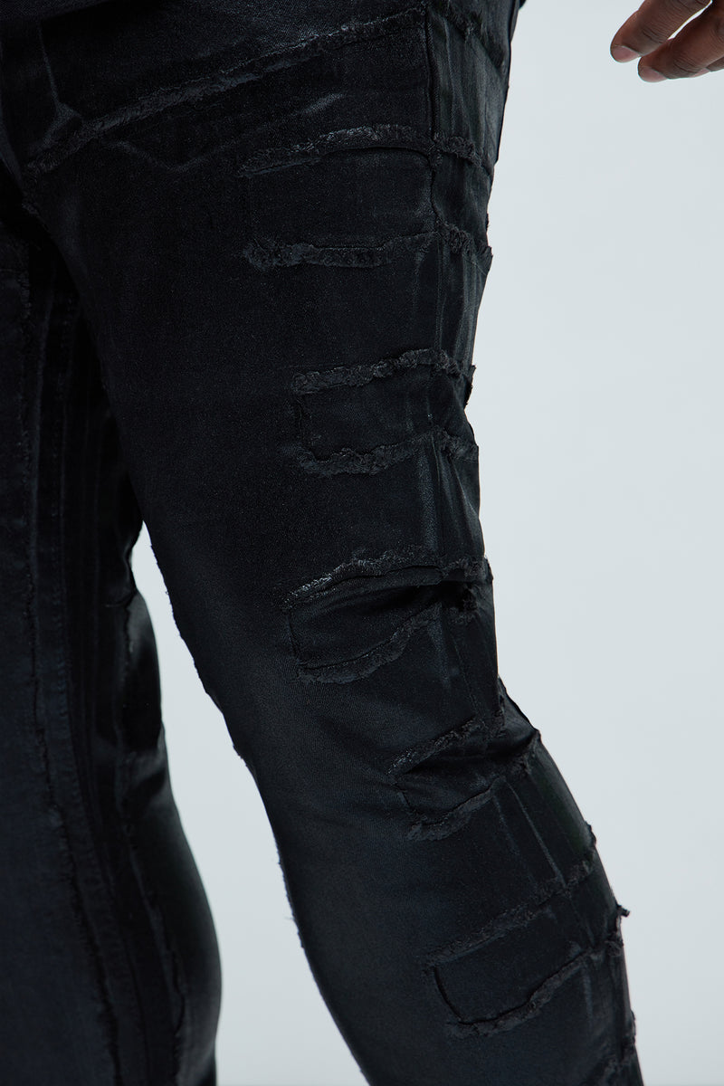 Foil Me Once Stacked Skinny Flare Pants - Black | Fashion Nova, Mens ...