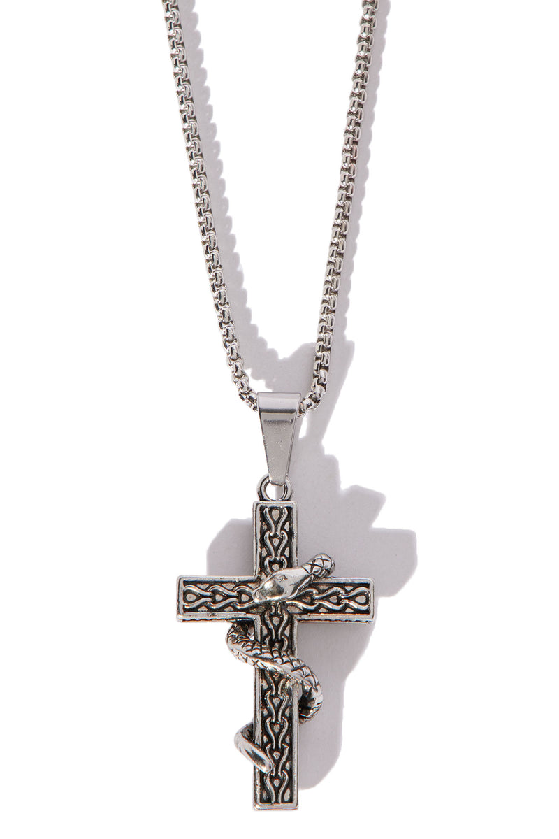 Snake And Cross Chain Necklace - Silver | Fashion Nova, Mens Jewelry ...