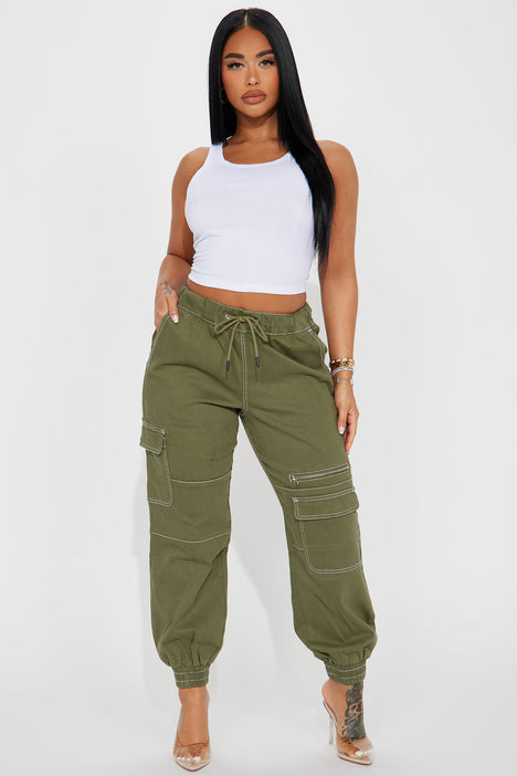 Off Season Cargo Jogger - Olive, Fashion Nova, Pants