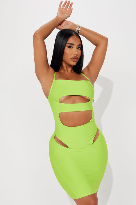Fashion nova online neon green dress