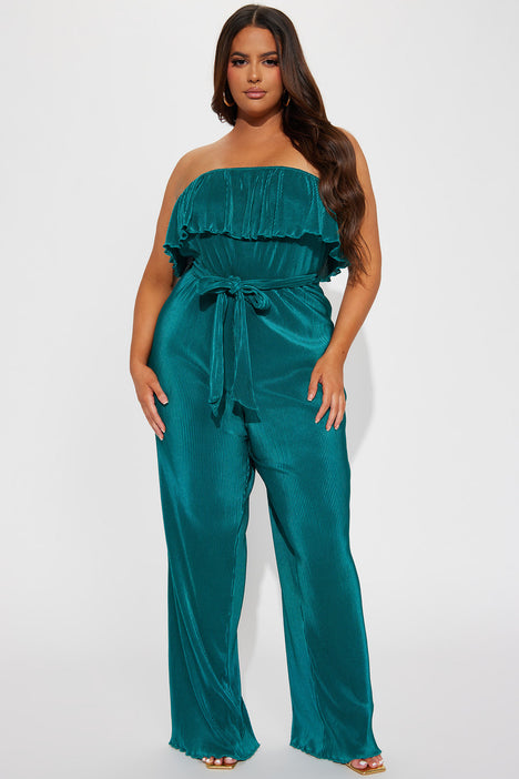 Plus size shop teal jumpsuit