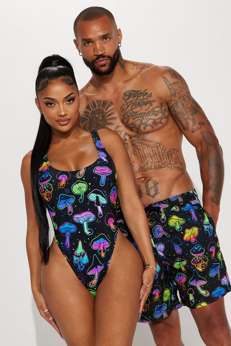 Backlight Shrooms 1 Piece Swimsuit Black combo