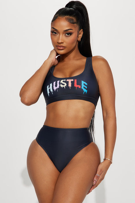 Black high waist deals 2 piece swimsuit
