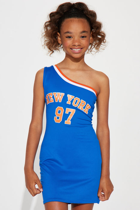 Mini New York 97 One Shoulder Dress - Royal/combo, Fashion Nova, Kids  Dresses