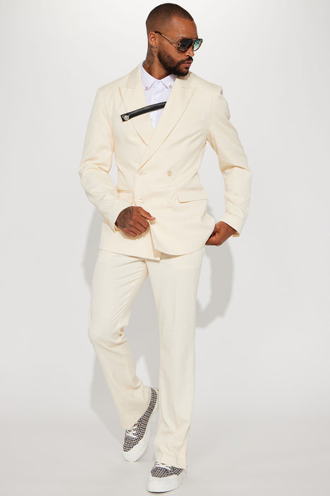Mens cream sales double breasted blazer