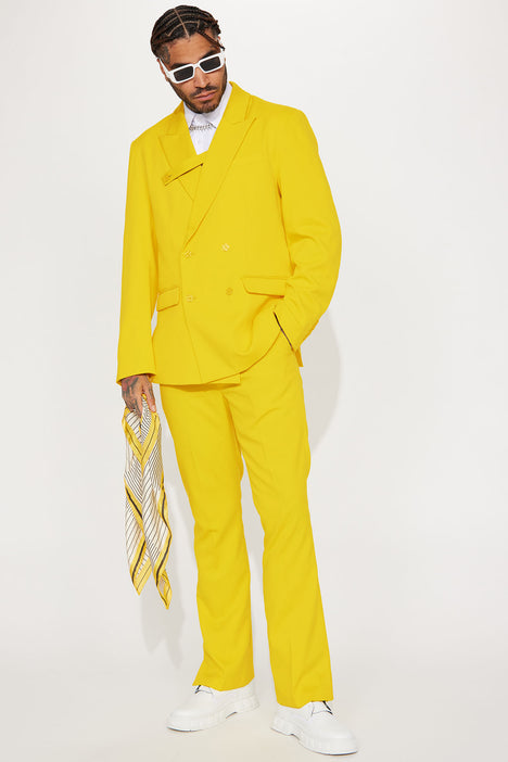 Mens yellow double breasted on sale blazer