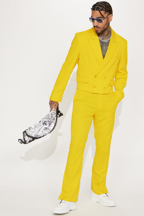 Double breasted shop yellow blazer