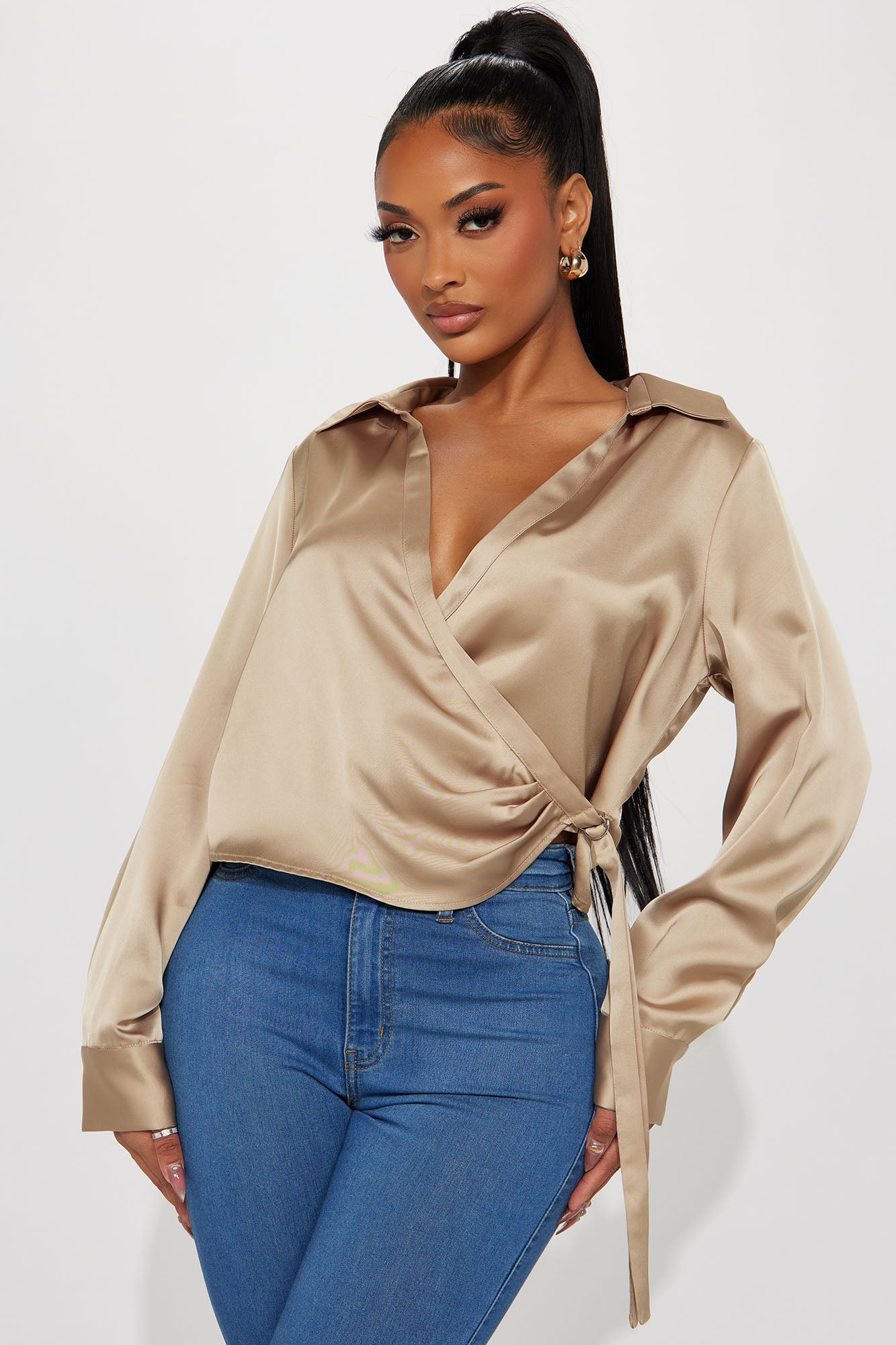 Satin surplice top discount