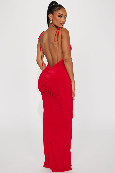 Red backless maxi dress on sale