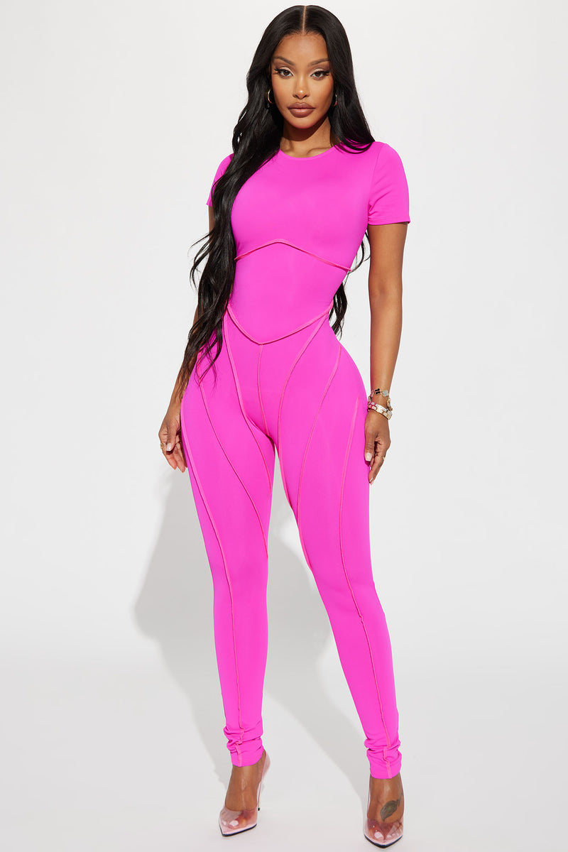 Play It Cool Short Sleeve Jumpsuit - Hot Pink | Fashion Nova, Jumpsuits ...