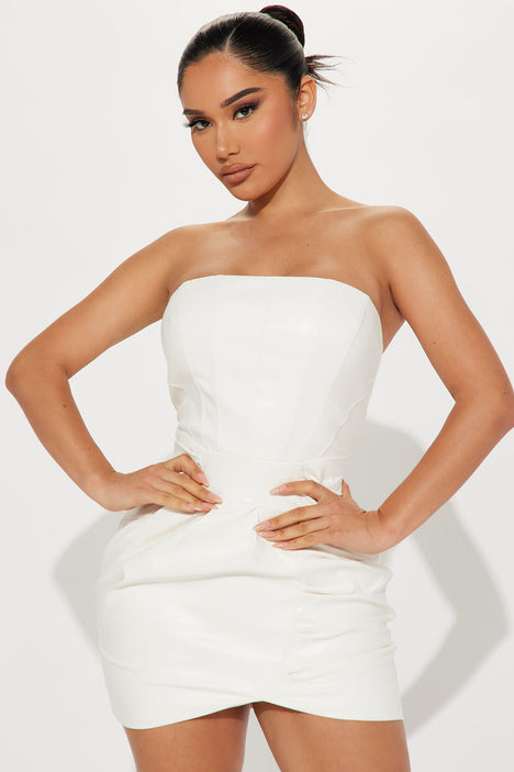 White leather top mini dress