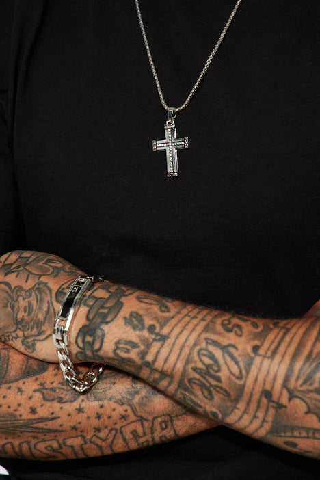 Mens black necklace discount and bracelet set